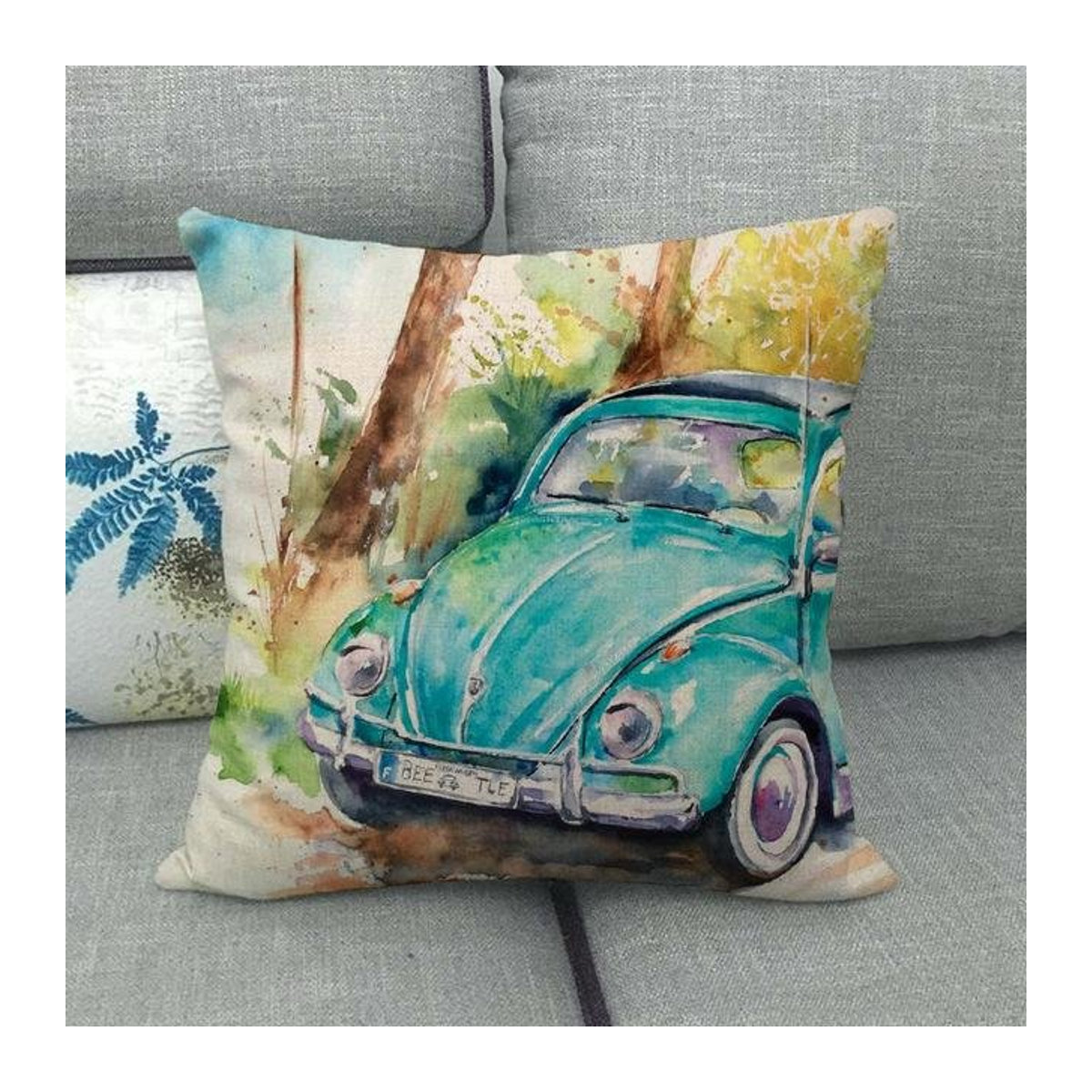 Kissenbezug mit Aquarell Käfer Design aus Peach Skin für Schlafzimmer und Hotel Dekoration, B/T: 45 x 45 cm - Bild 1