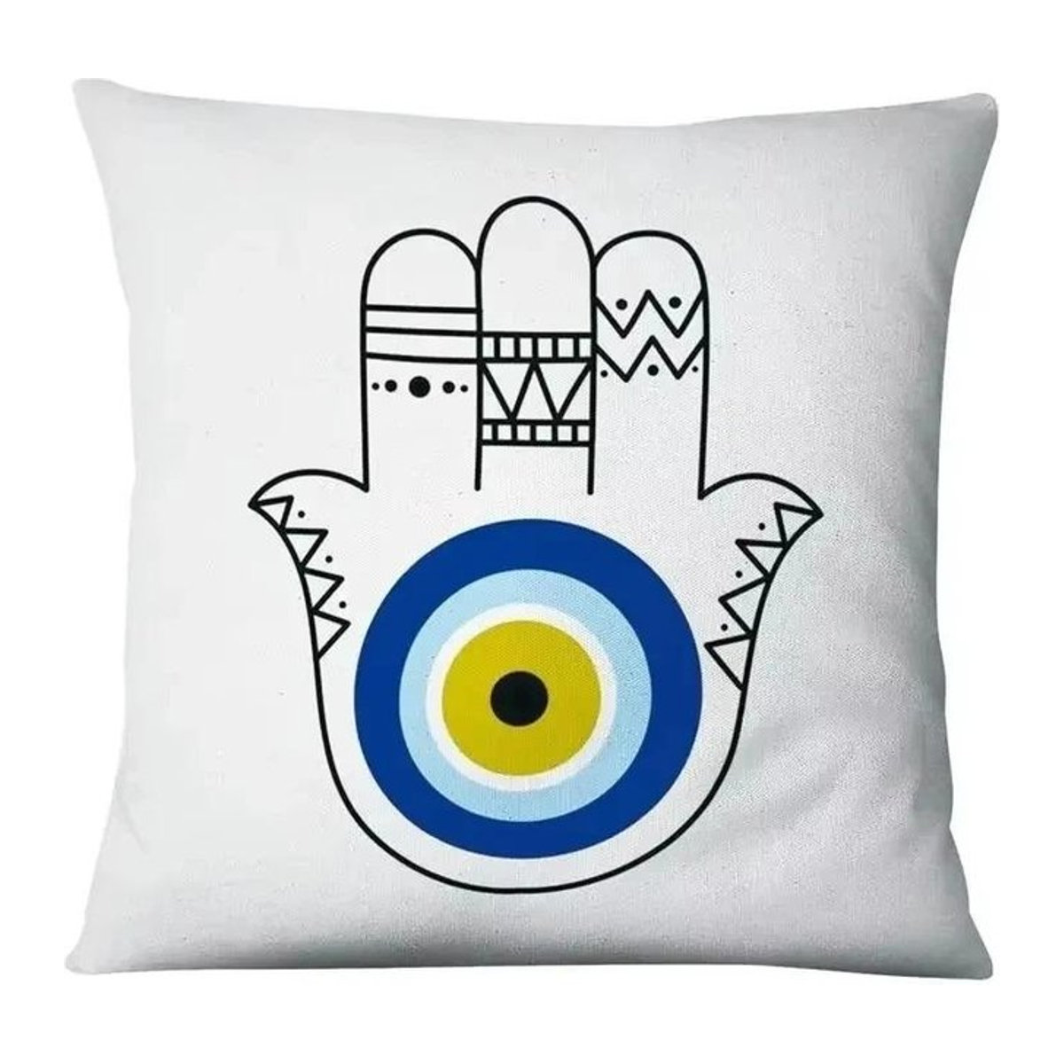 Kissenbezug mit Böser Blick und Hamsa Muster für Sofa und Schlafzimmer, Peach Skin, B/B/H: 18 x 18 x 18 cm - Bild 1