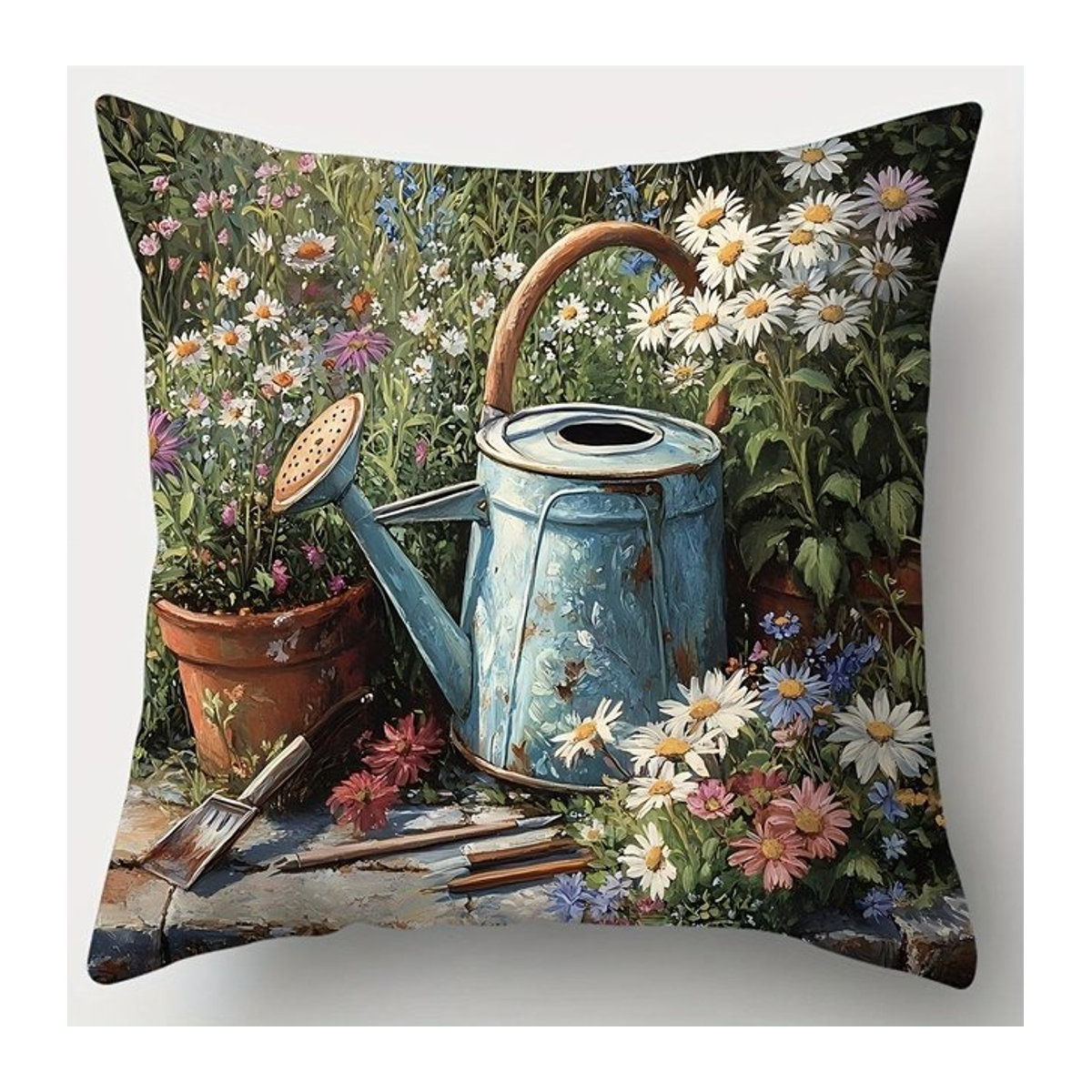 Kissenbezug mit Gartenszene von Shunika Chen, Multicolor, B/H: 18 x 18 cm - Bild 1