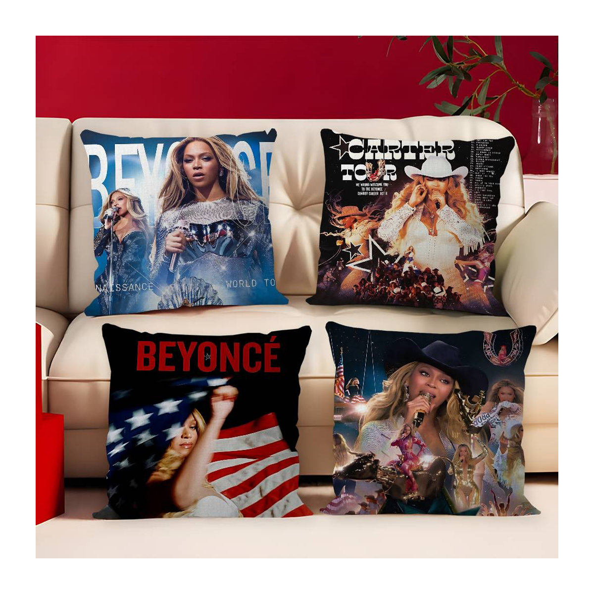 Kissenhülle Beyoncé Design für Sofakissen und Heimdekoration, Peach Skin Material, B/B: 18 x 18 cm - Bild 1