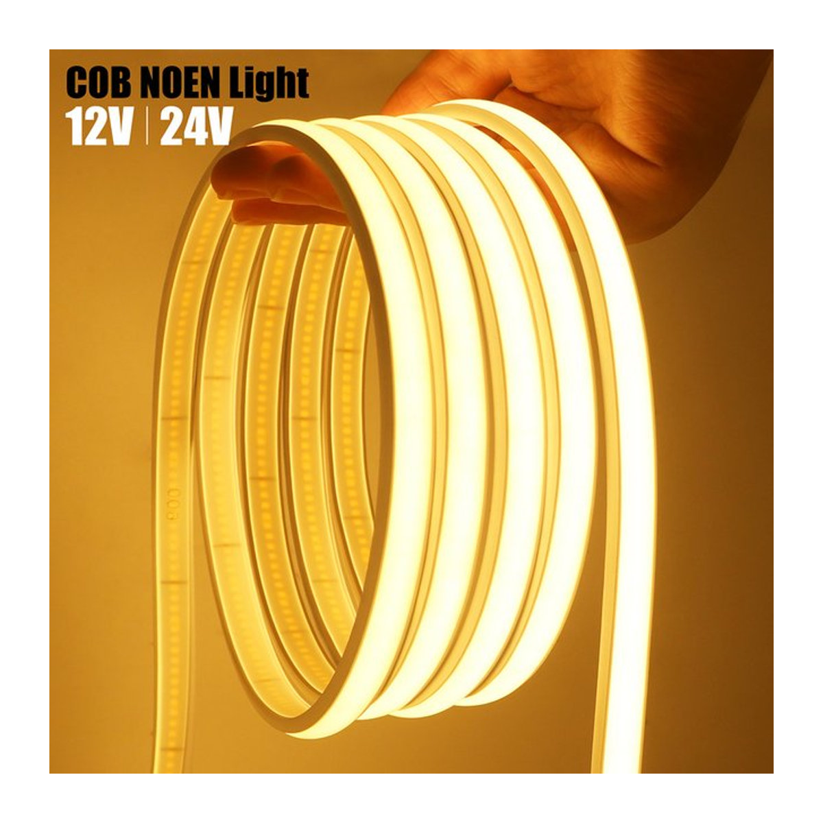 KISUFU COB LED Neon Streifen Licht IP68 Wasserdicht mit 320 LEDs pro Meter, wählbar in Weiß, Warmweiß oder Naturweiß, 12V/24V flexible Beleuchtung - Bild 1
