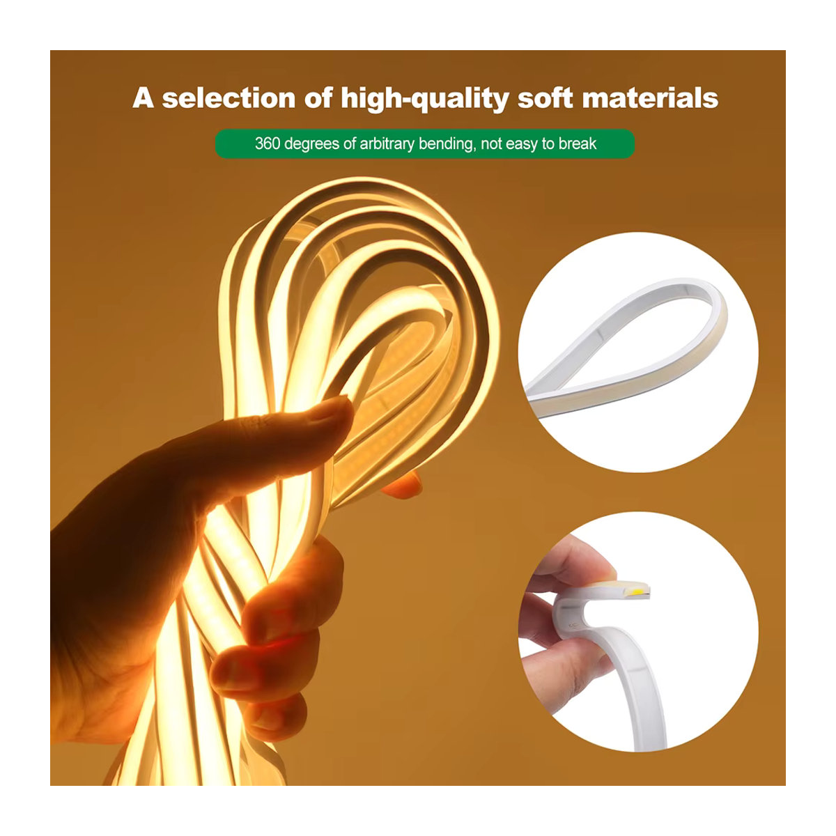KISUFU COB LED Neon Streifen Licht IP68 Wasserdicht mit 320 LEDs pro Meter, wählbar in Weiß, Warmweiß oder Naturweiß, 12V/24V flexible Beleuchtung - Bild 4