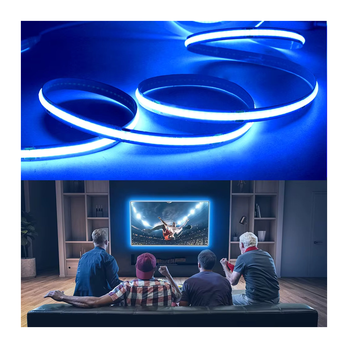 KISUFU COB LED Streifen Weiß mit 320 LEDs als flexible USB 5V Nachtlampe zur TV Hintergrundbeleuchtung - Bild 4