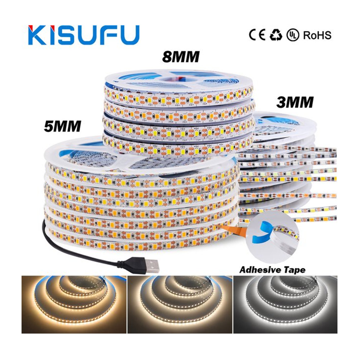 KISUFU USB LED Streifen mit SMD2835 integrierten LEDs in Warm White für TV und Zimmer Dekoration - Bild 1