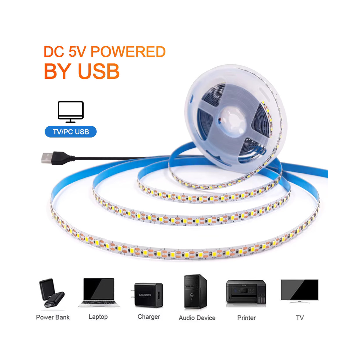KISUFU USB LED Streifen mit SMD2835 integrierten LEDs in Warm White für TV und Zimmer Dekoration - Bild 5
