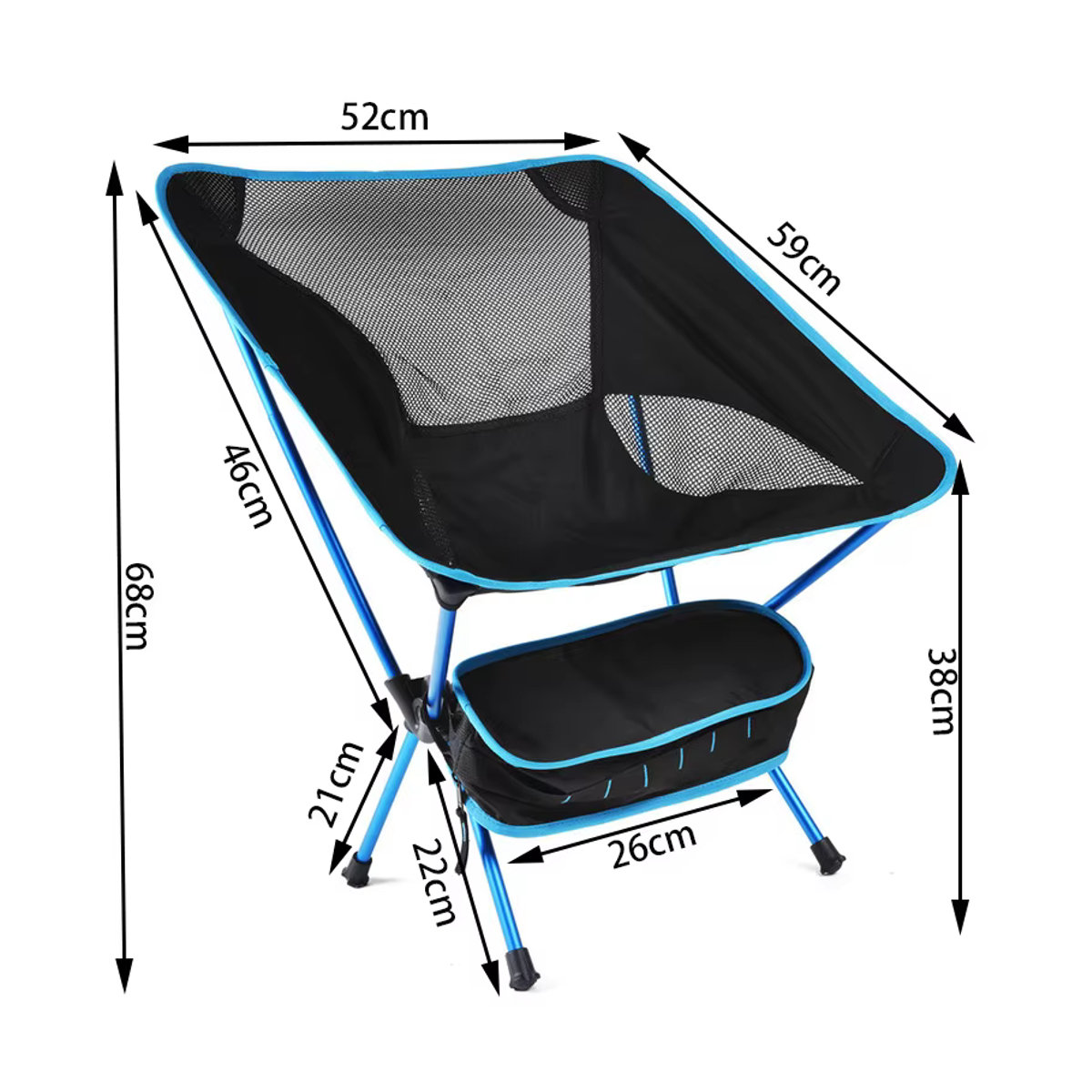 Klappbarer Campingstuhl als Liegestuhl für Strand und Angeln in Blau aus Aluminium - Bild 1