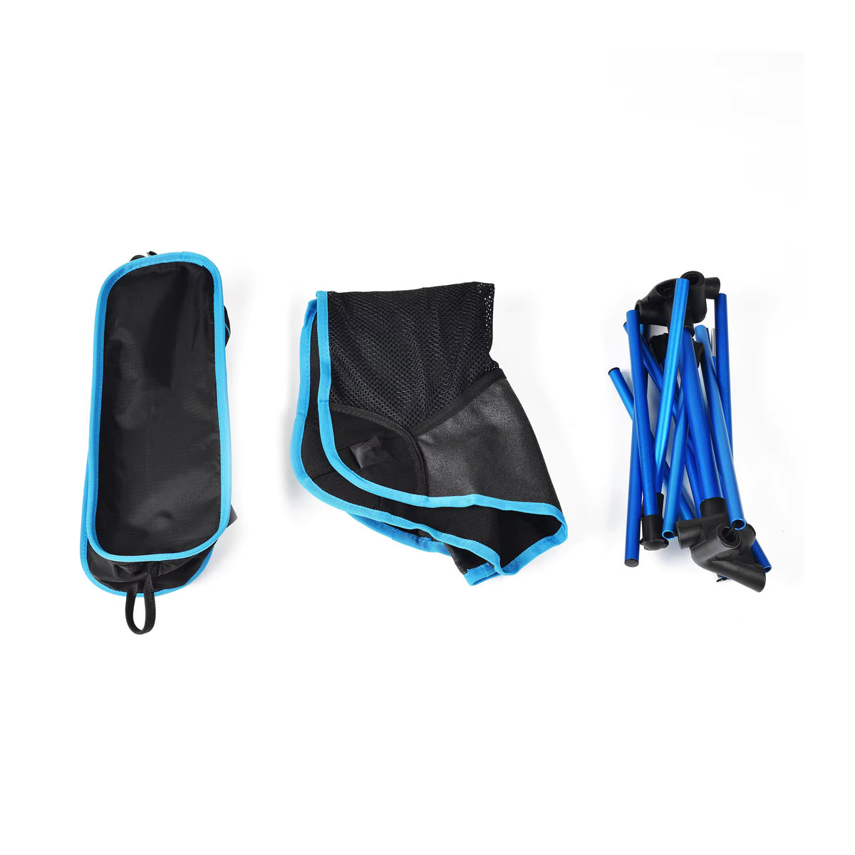 Klappbarer Campingstuhl als Liegestuhl für Strand und Angeln in Blau aus Aluminium - Bild 5