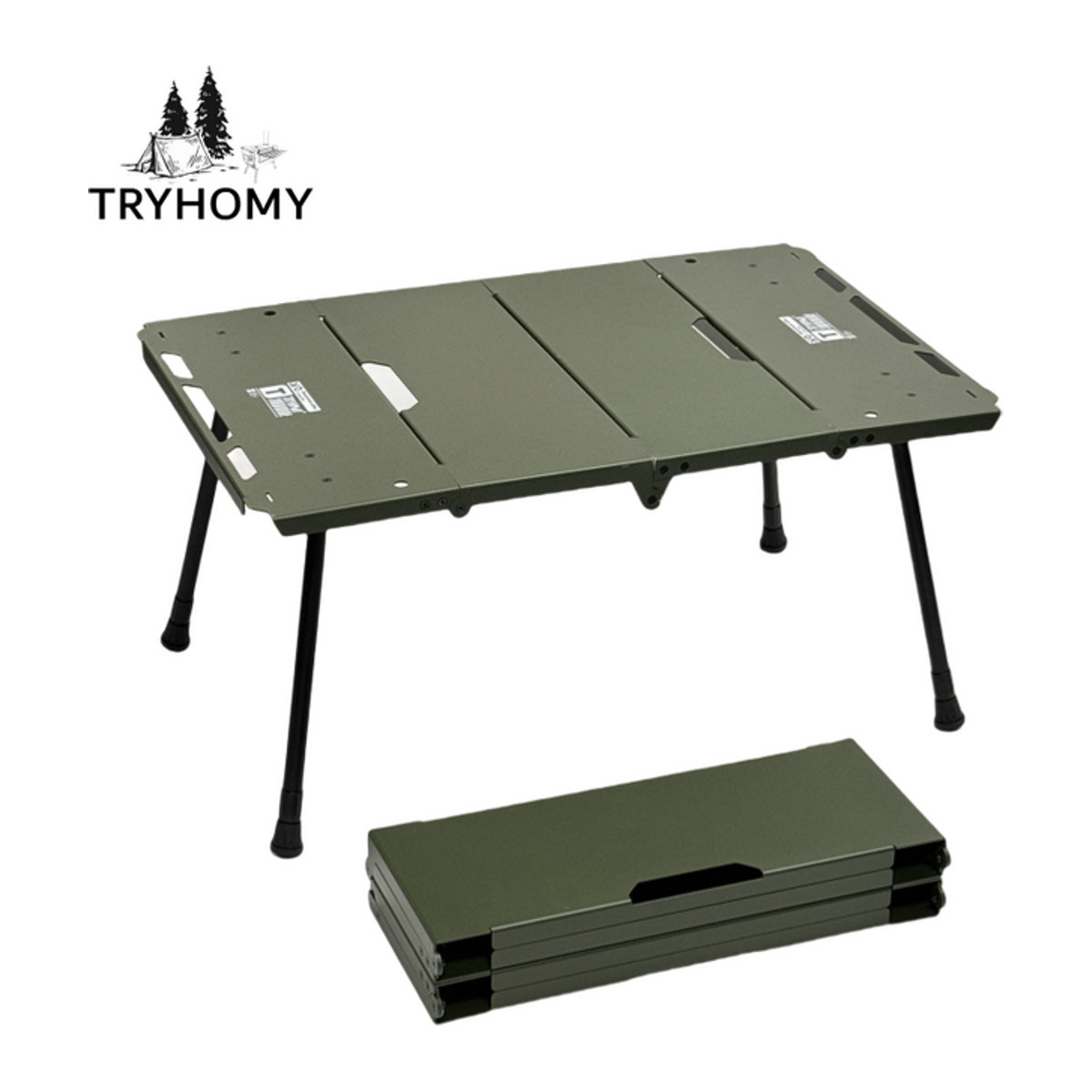 Klappbarer Campingtisch aus Aluminiumlegierung von tryhomy mit Aufbewahrungsregal und seitlichem Ofenregal - Bild 1