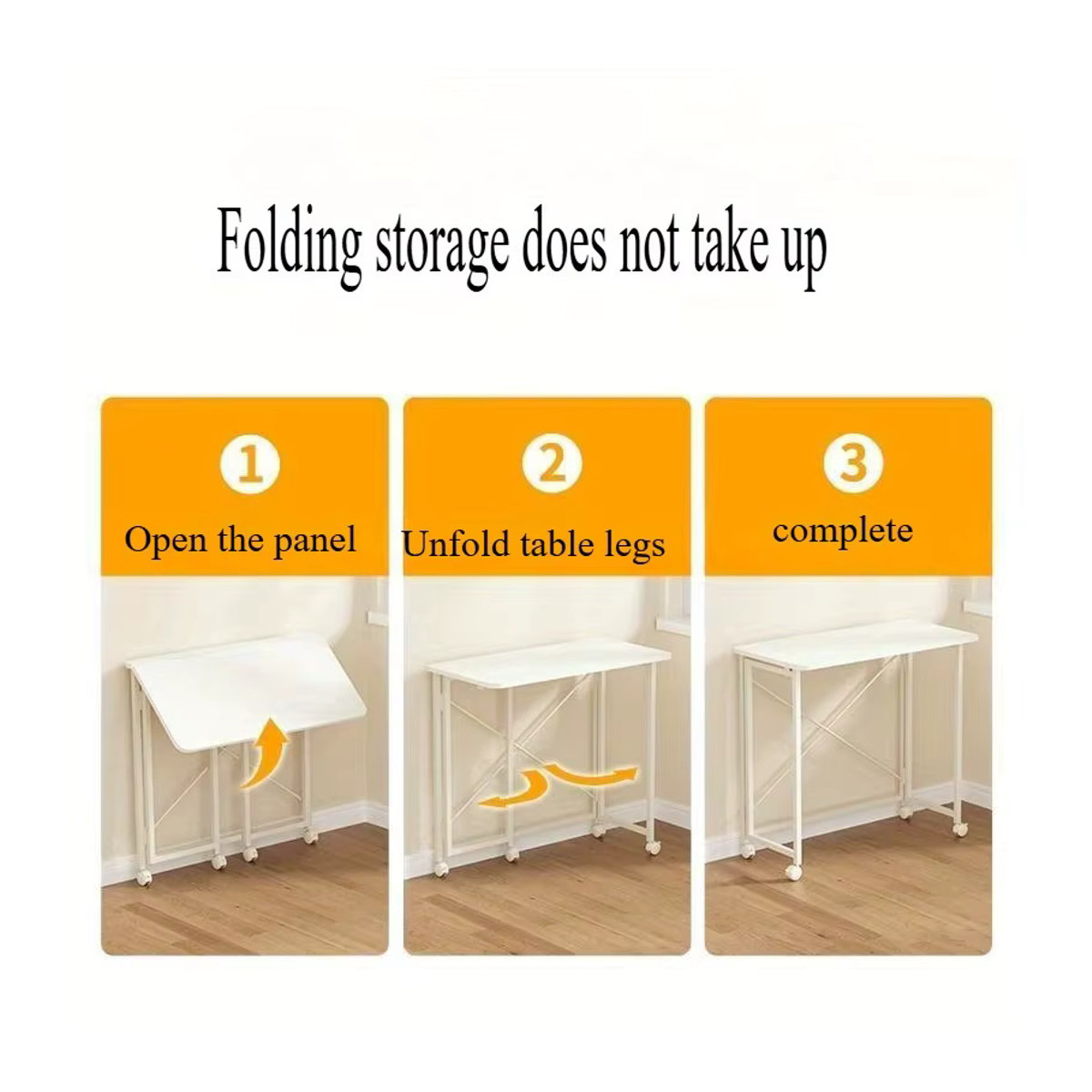 Klappbarer Schreibtisch von LIUSHADUOLA in Log Color für Schüler und Schlafzimmer, minimalistisches Design aus Metall, Breite: 40 cm - Bild 2