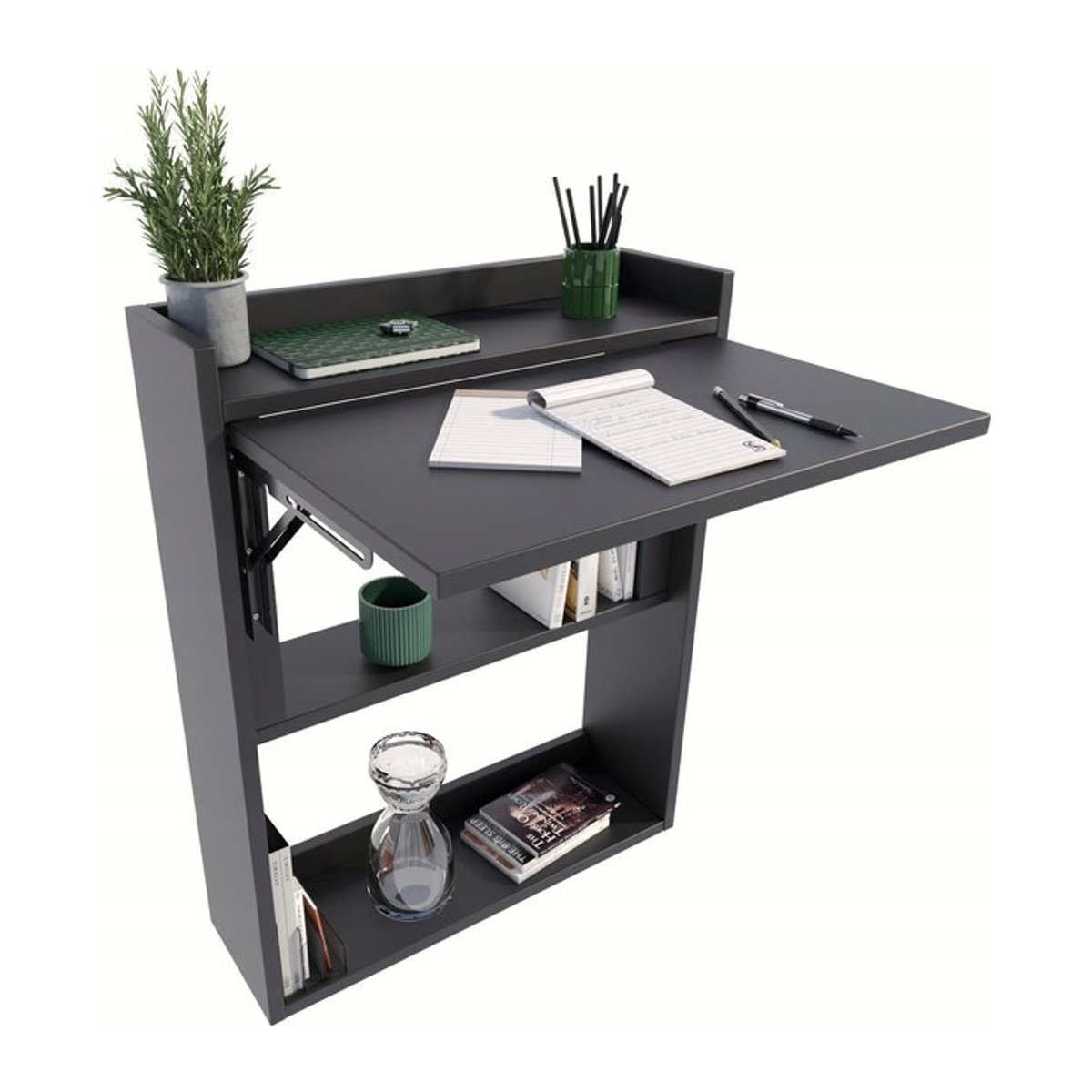 Klappbarer Schreibtisch von Super Merchant in Schwarz mit laminierter Platte für Büro und Wohnzimmer, B/T/H: 85 x 70 x 20 cm - Bild 1