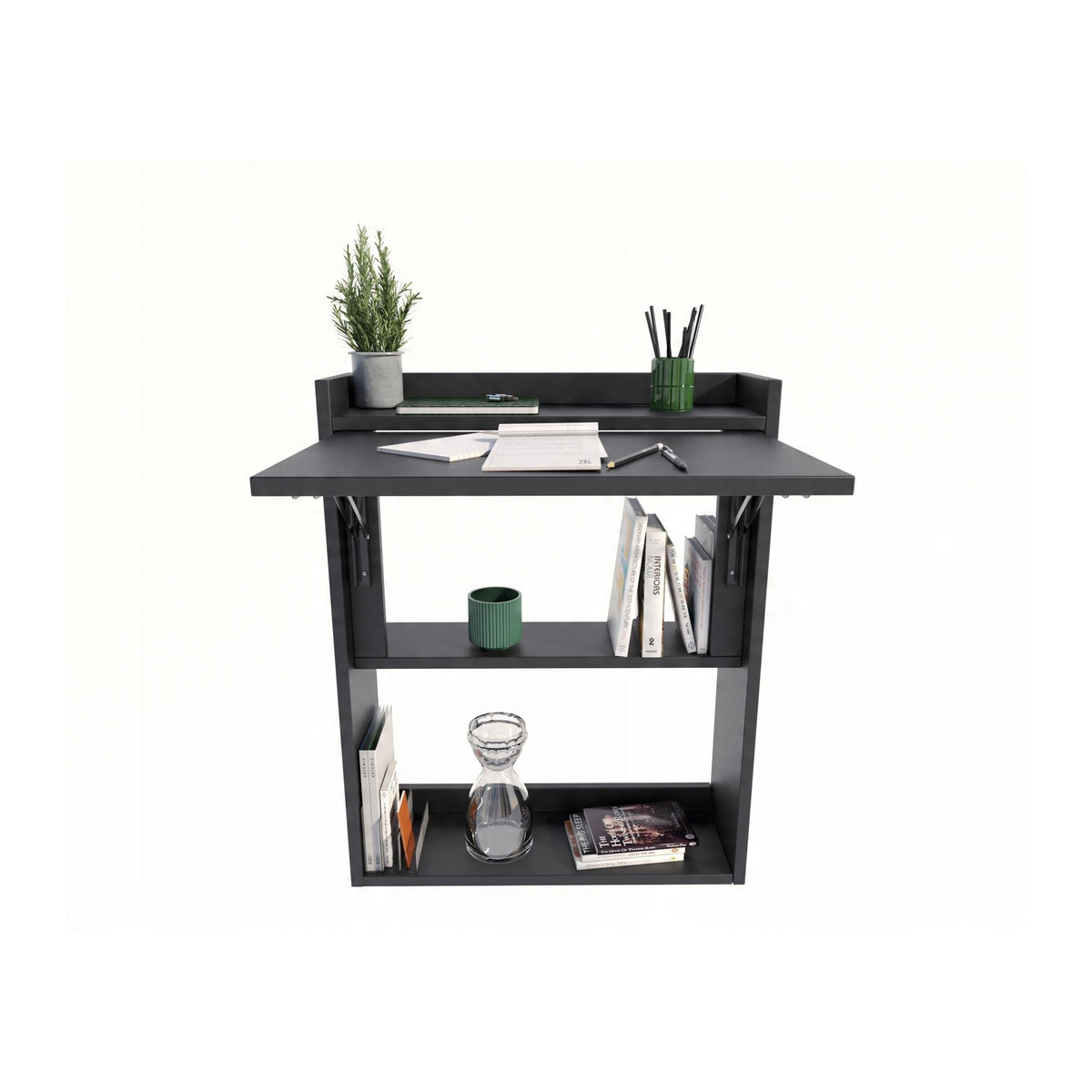 Klappbarer Schreibtisch von Super Merchant in Schwarz mit laminierter Platte für Büro und Wohnzimmer, B/T/H: 85 x 70 x 20 cm - Bild 2