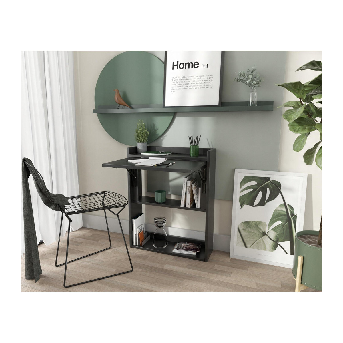 Klappbarer Schreibtisch von Super Merchant in Schwarz mit laminierter Platte für Büro und Wohnzimmer, B/T/H: 85 x 70 x 20 cm - Bild 3