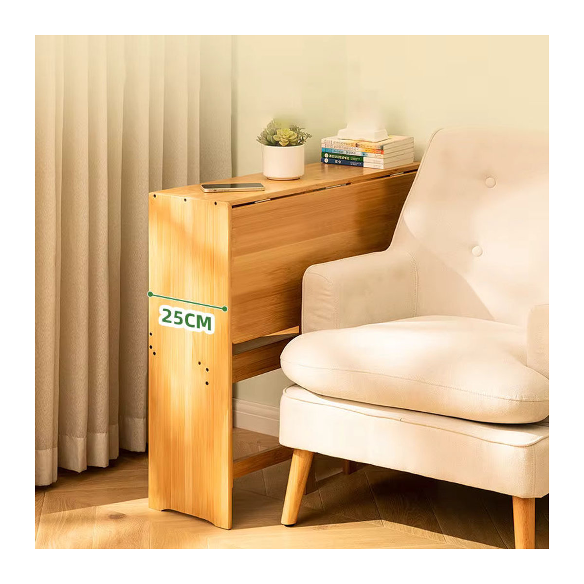 Klappbarer Schreibtisch von ZJMZYM in Braun im minimalistischen Holzdesign als kompakter Computertisch und Arbeitsplatz für Schlafzimmer oder Haushalt - Bild 3