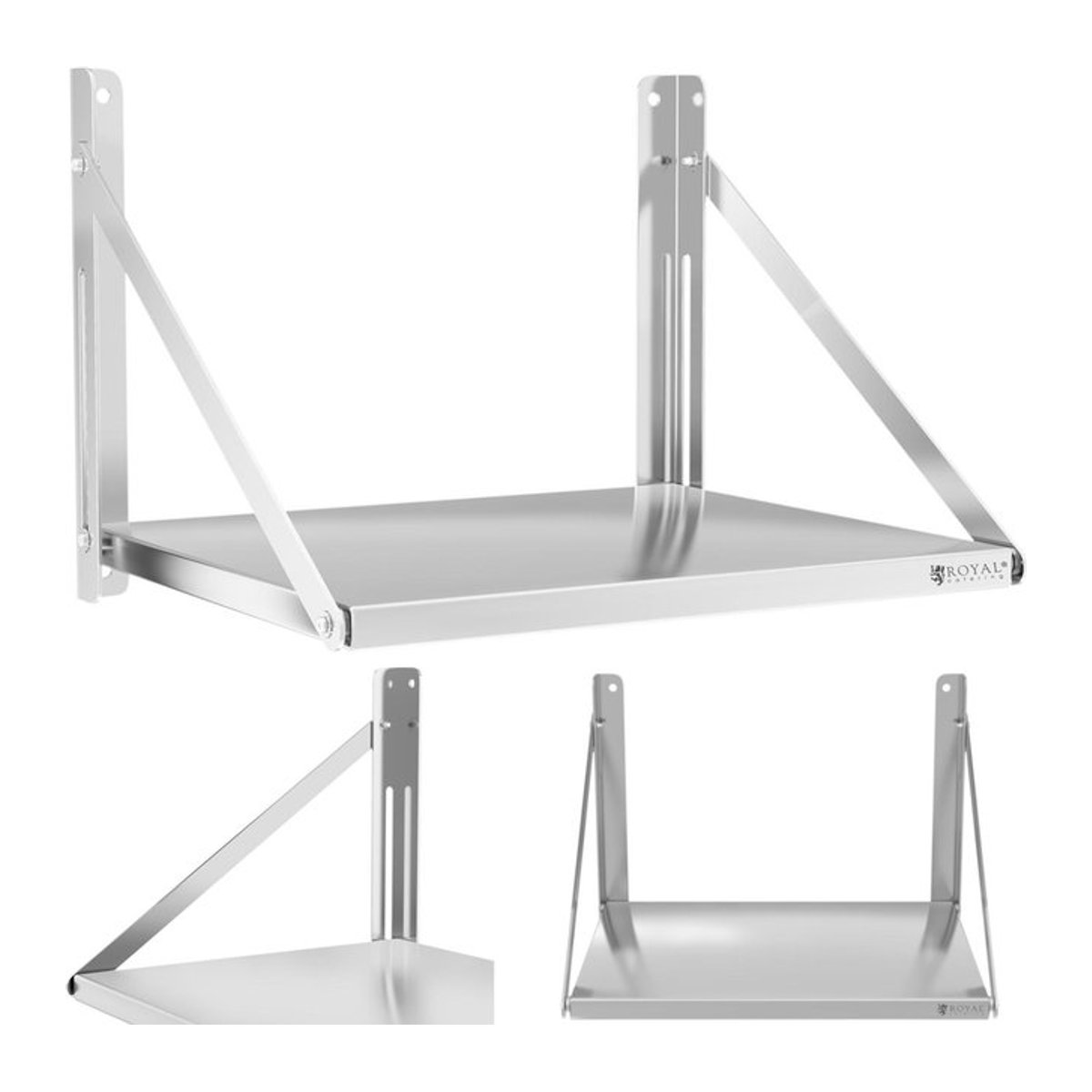 Klappbares Wandregal aus Edelstahl von Royal Catering für die Gastronomie, Breite: 60 cm, Tiefe: 45 cm - Bild 1