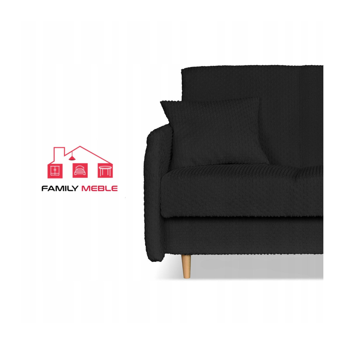 Klappsofa Merivo von Family Meble als Ausklappsofa mit Schlaffunktion und Behälter in Schwarz - Bild 2