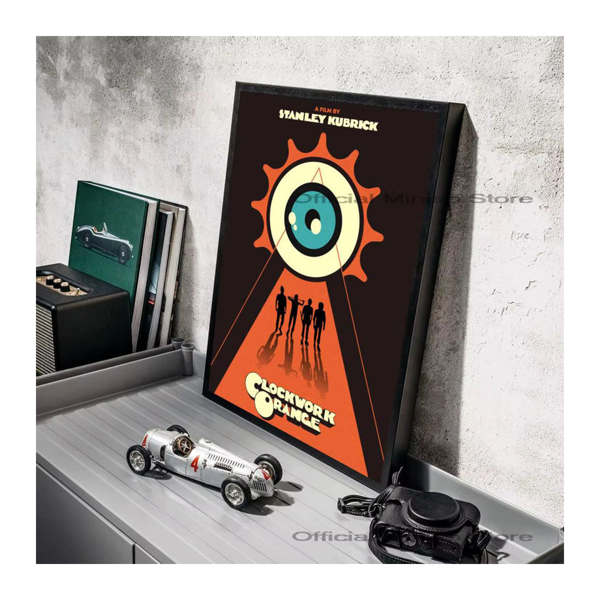 Klassischer Film-Poster Aufkleber mit Uhrwerk Motiv in Orange für deine Wanddekoration - Bild 3