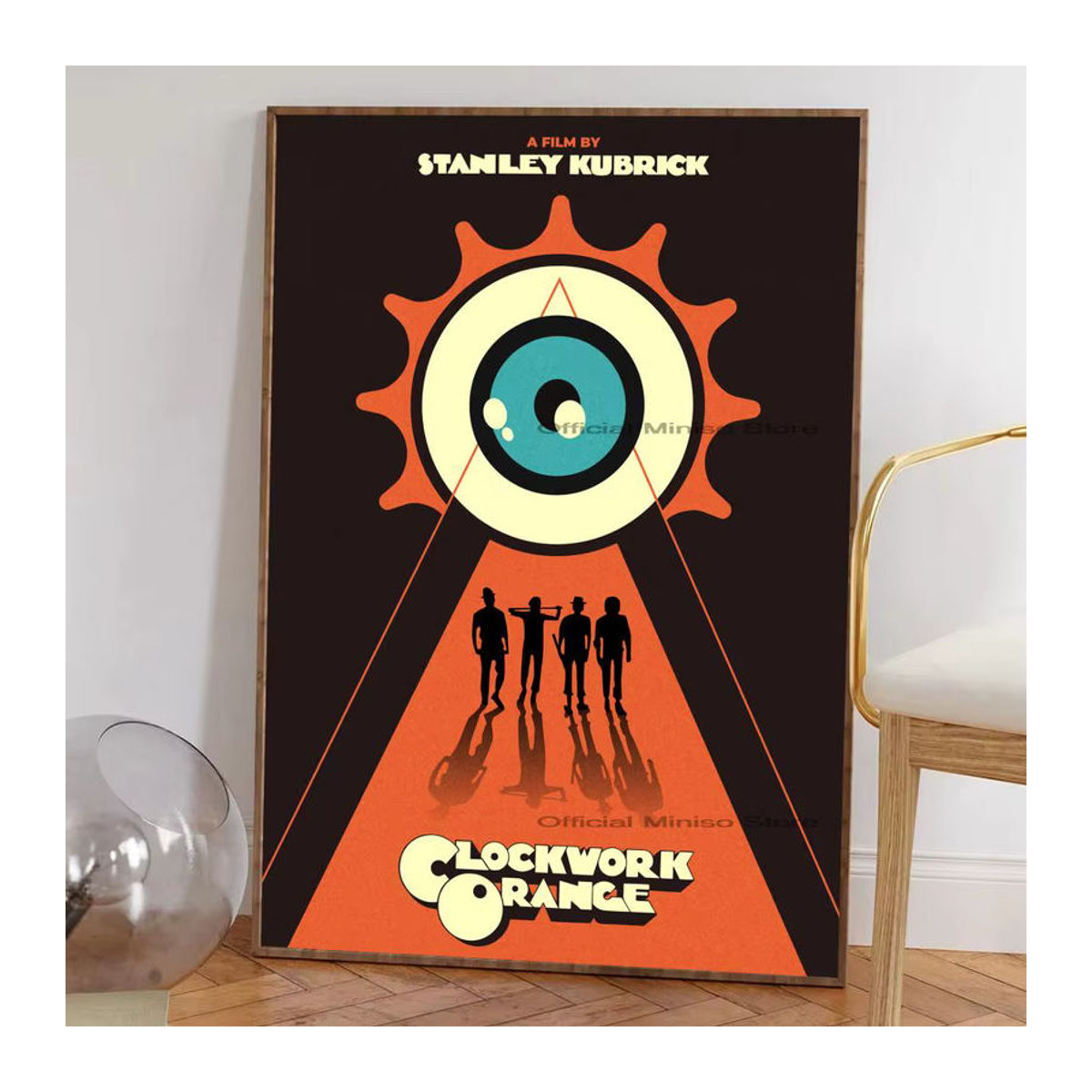 Klassischer Film-Poster Aufkleber mit Uhrwerk Motiv in Orange für deine Wanddekoration - Bild 4