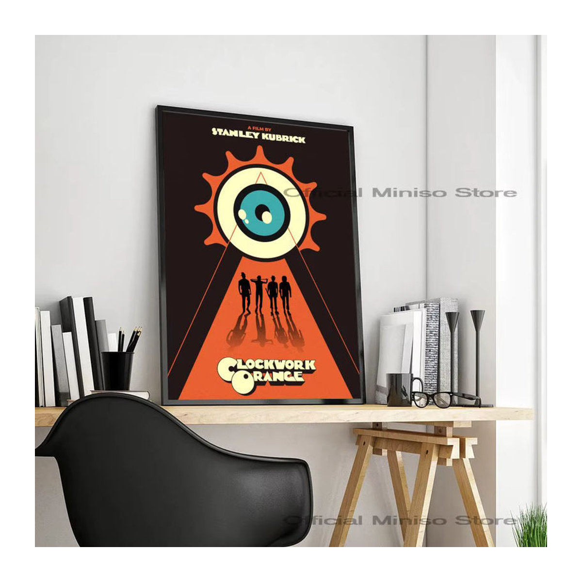 Klassischer Film-Poster Aufkleber mit Uhrwerk Motiv in Orange für deine Wanddekoration - Bild 5