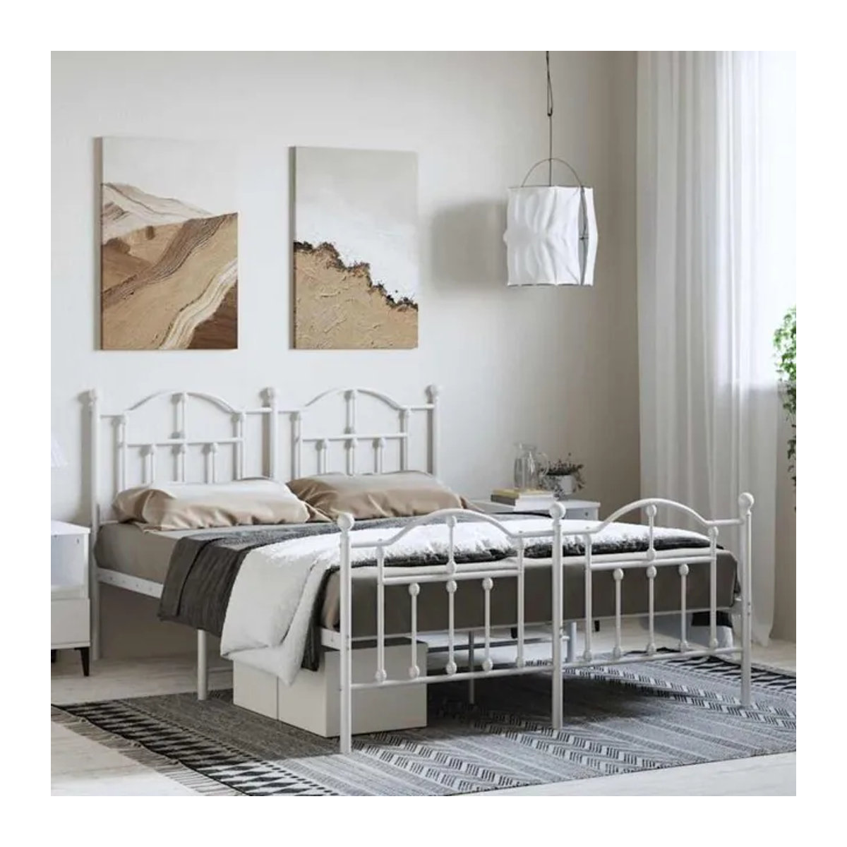 Klassisches Metallbett Vidaxl in Weiß mit Kopf- und Fußteil, B/T: 150 x 200 cm - Bild 1