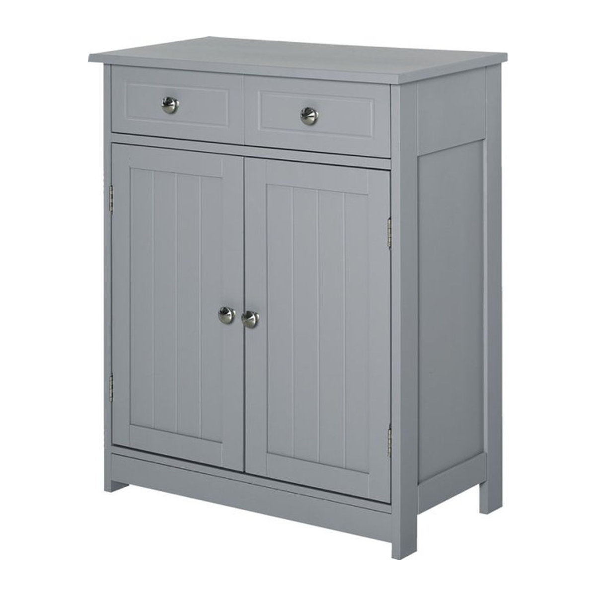 kleankin Badezimmerschrank im Landhausstil mit 2 Türen und 2 Schubladen, Grau, B/T/H: 60 x 30 x 75 cm - Bild 1