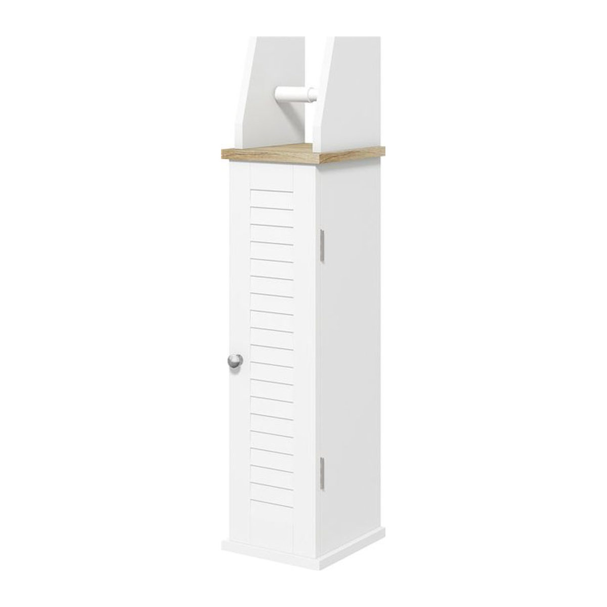 Kleankin Badezimmerschrank mit Toilettenpapierhalter und höhenverstellbarem Regal in Weiß, Modernes Design, B/T/H: 18 x 20 x 80 cm - Bild 1