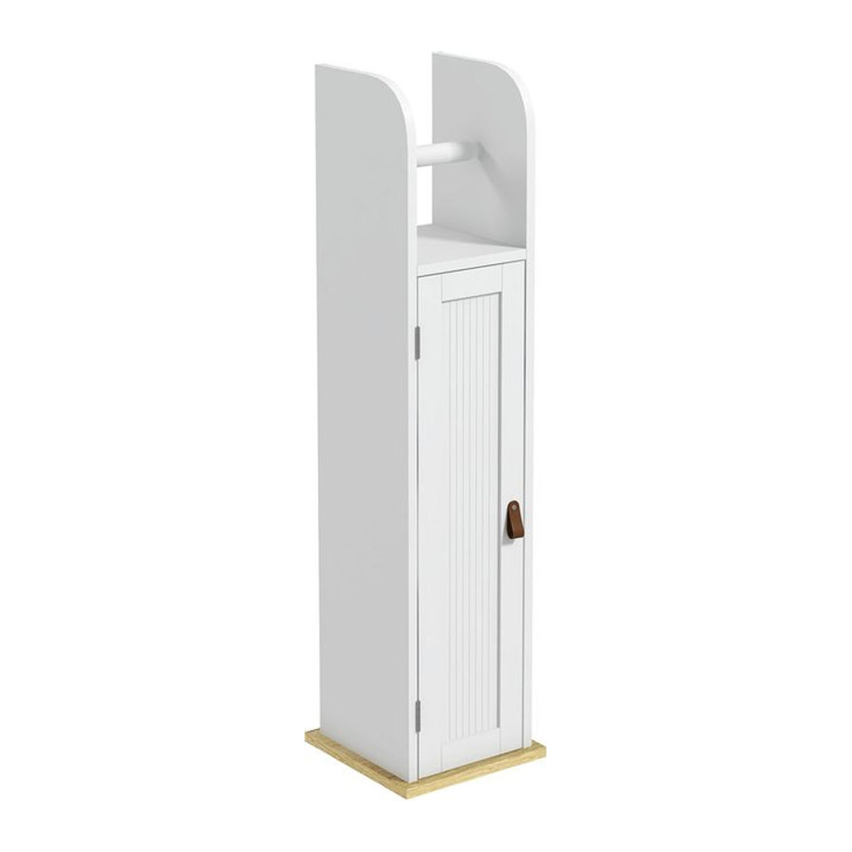 Kleankin Badezimmerschrank mit Toilettenpapierhalter und verstellbaren Regalen in Weiß, B/T/H: 20 x 20 x 80 cm - Bild 1