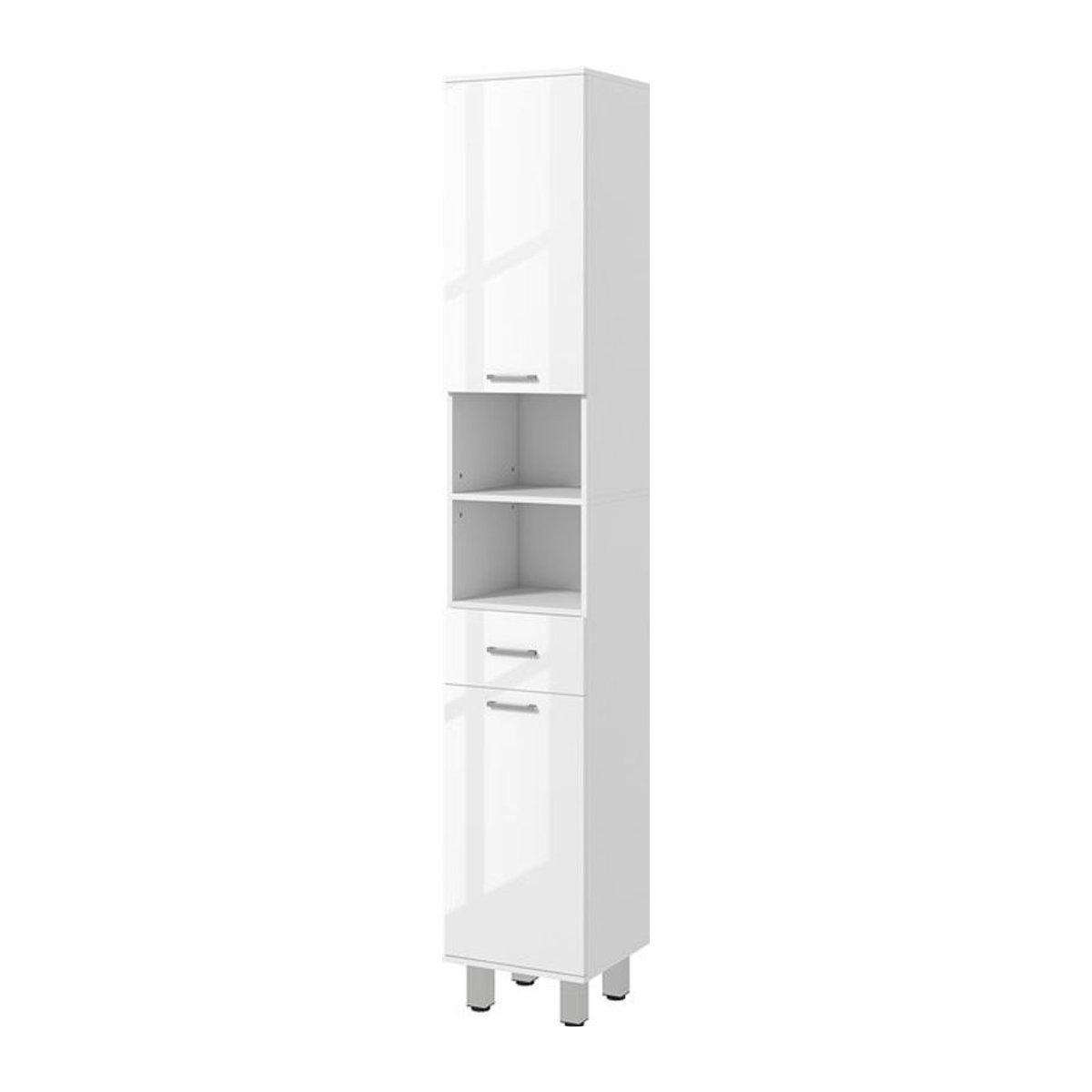 kleankin Badezimmerschrank schmal, moderner Hochschrank als Toilettenschrank mit Schublade und verstellbaren Ablagen, Weiß, B/T/H: 30 x 30 x 180 cm - Bild 1