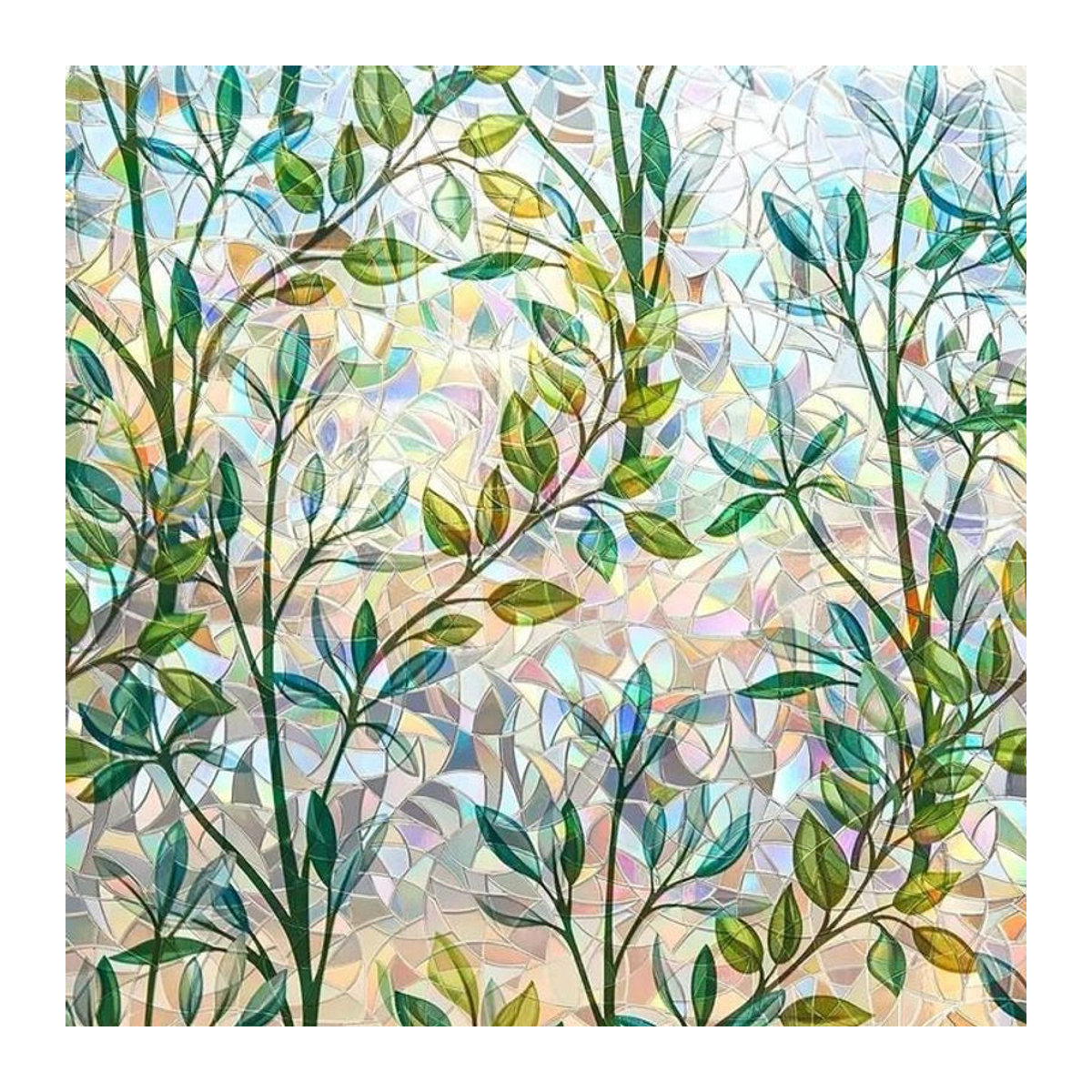 Klebstofffreie Milchglasfolie mit 3D-Laser-Blatt-Design als Sichtschutz und Lichtfilter, grün, Breite: 60 cm, Länge: 500 cm - Bild 1