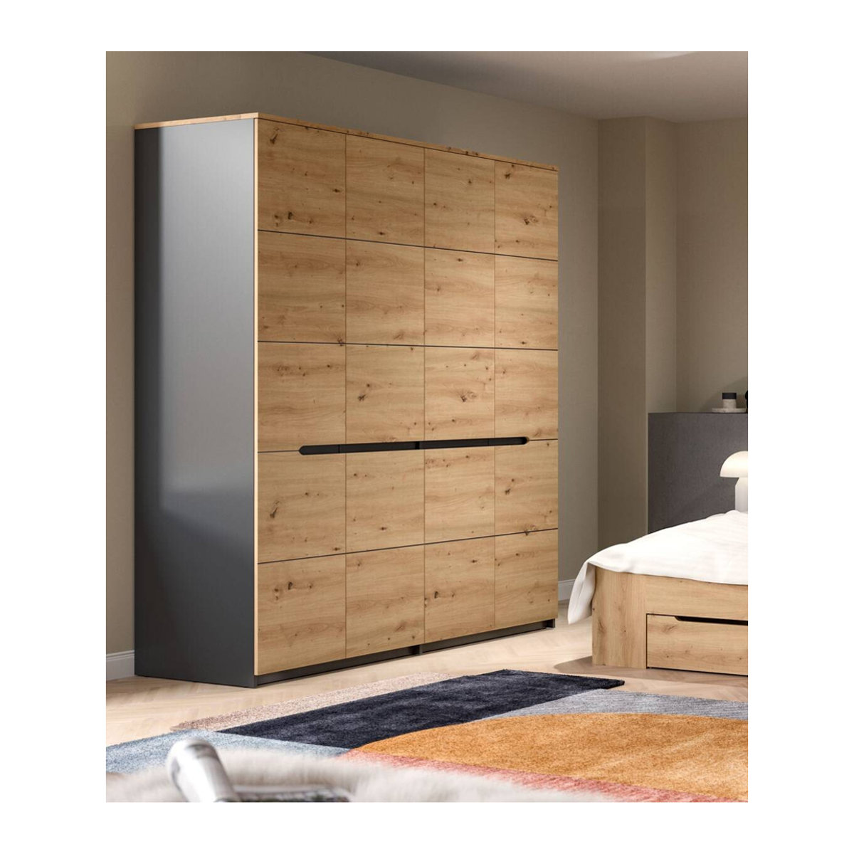 Kleiderschrank CANU von xonox.home in Basaltgrau mit Drehtüren, B/H/T: 180 x 198 x 59 cm - Bild 1
