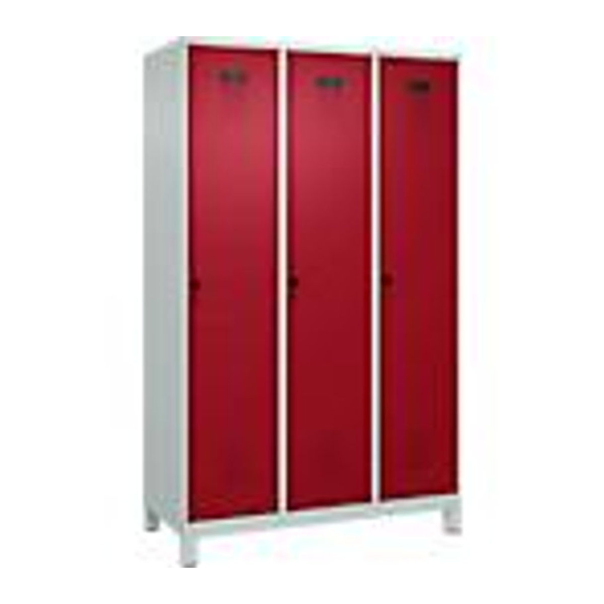 Kleiderspind C+P Evolo Plus mit 3 Abteilen, Drehtüren, B/T/H: 120 x 50 x 195 cm, lichtgrau/rubinrot - Bild 2