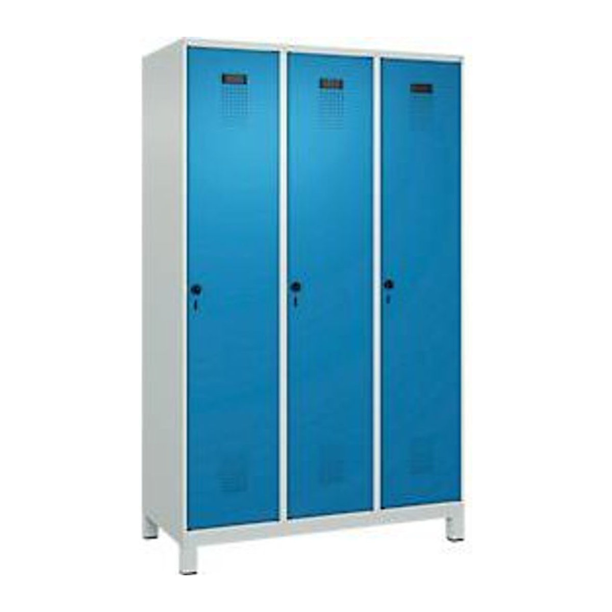 Kleiderspind C+P Evolo Plus mit 3 Abteilen, Drehtüren und Füßen, B/T/H: 120 x 50 x 195 cm, grau/blau - Bild 1