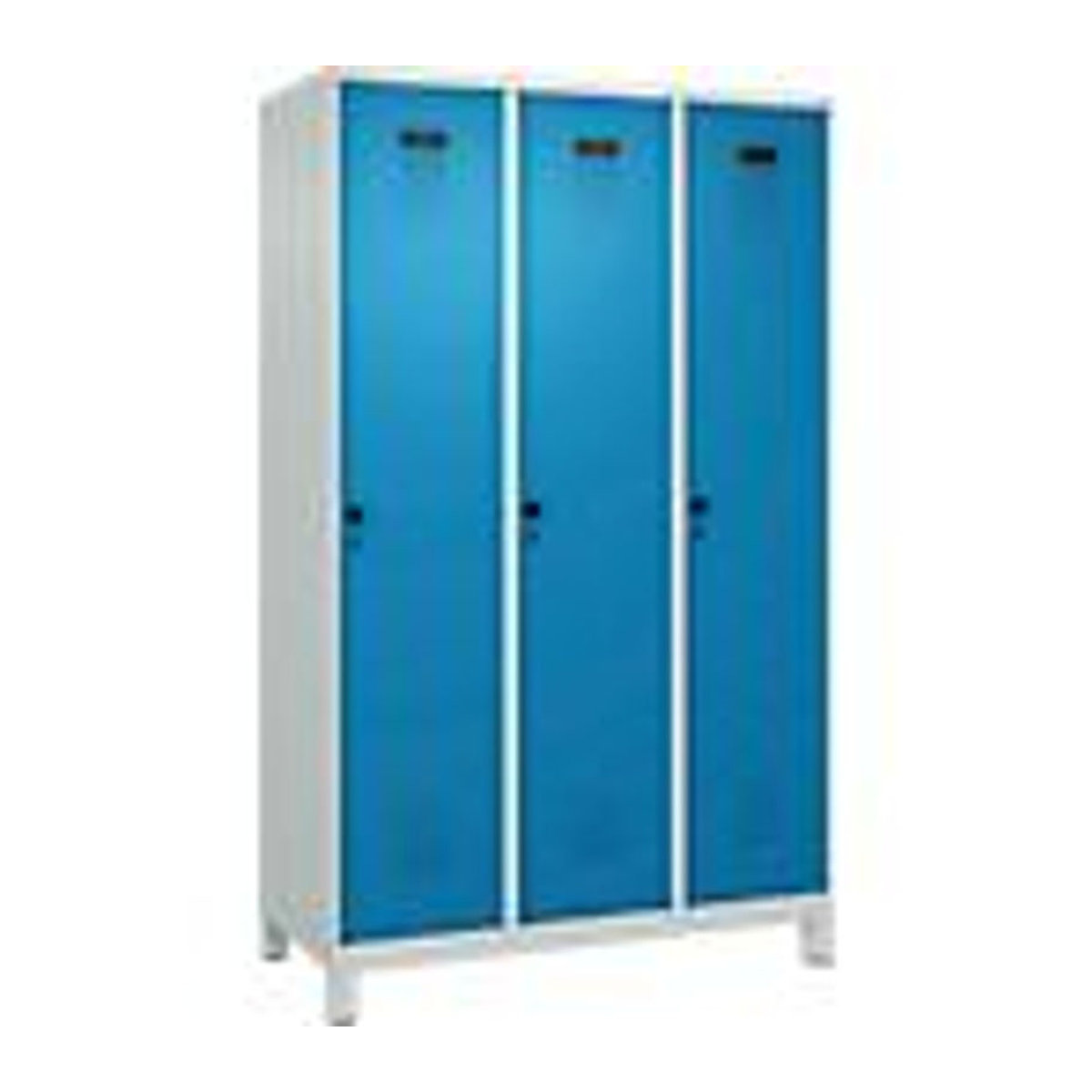 Kleiderspind C+P Evolo Plus mit 3 Abteilen, Drehtüren und Füßen, B/T/H: 120 x 50 x 195 cm, grau/blau - Bild 2