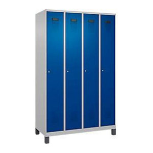 Kleiderspind C+P Evolo Plus mit 4 Abteilen, Weißaluminium/Enzianblau, B/T/H: 120 x 50 x 195 cm