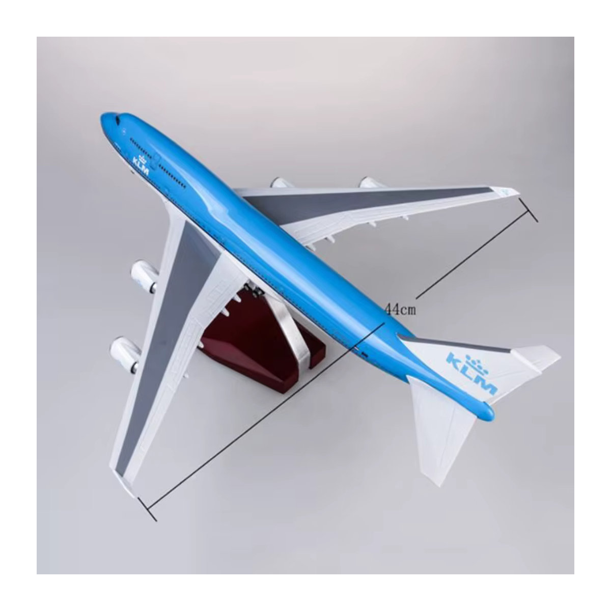 KLM Royal Airlines Flugzeugmodell in Blau, Miniaturflugzeug aus Kunstharz im Maßstab 1:157 mit Licht und Fahrwerk - Bild 2