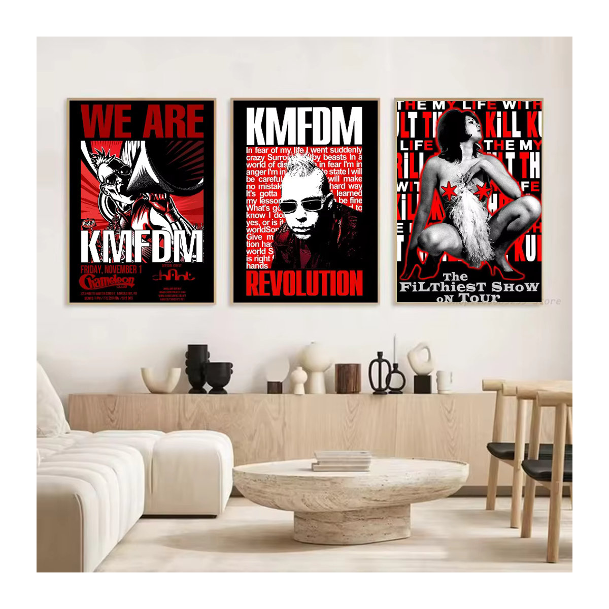 KMFDM Band Poster Selbstklebender Wandaufkleber aus wasserfestem Papier in Mehrfarbig - Bild 3