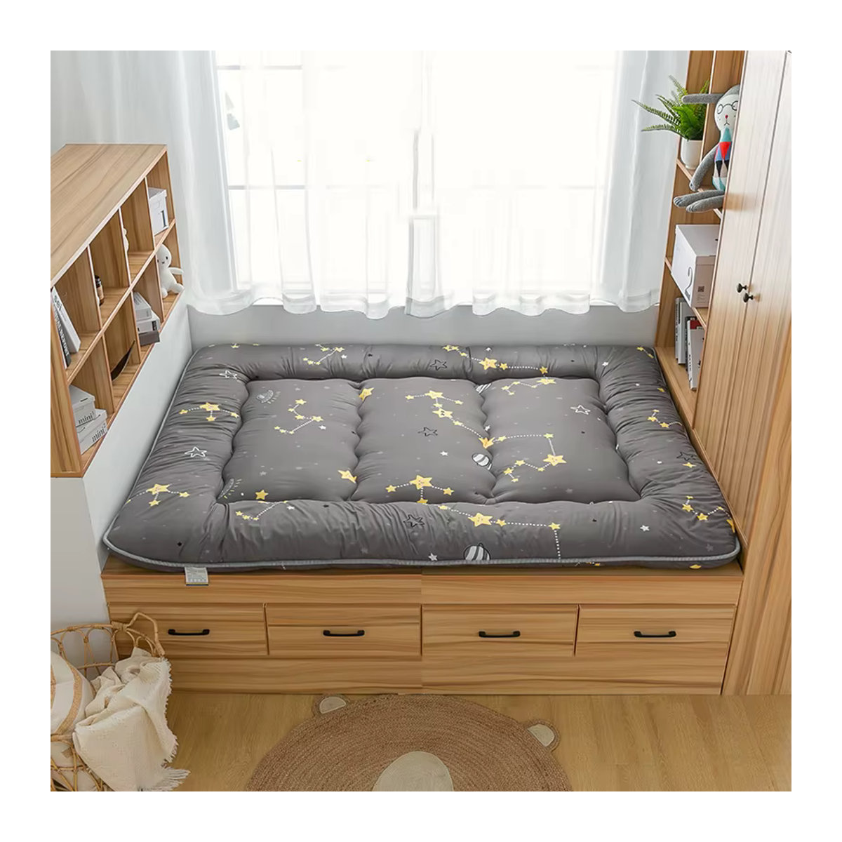 Kmikli Tatami Matratze im japanischen Stil, faltbare Bodenmatratze für das Schlafzimmer, Grau - Bild 1
