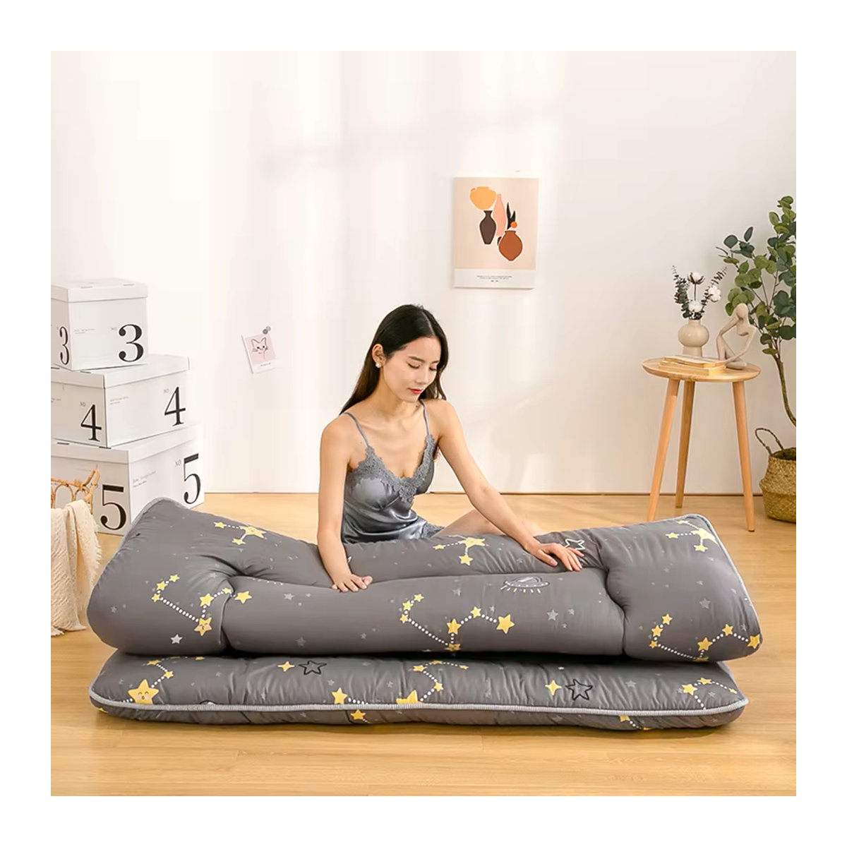 Kmikli Tatami Matratze im japanischen Stil, faltbare Bodenmatratze für das Schlafzimmer, Grau - Bild 2