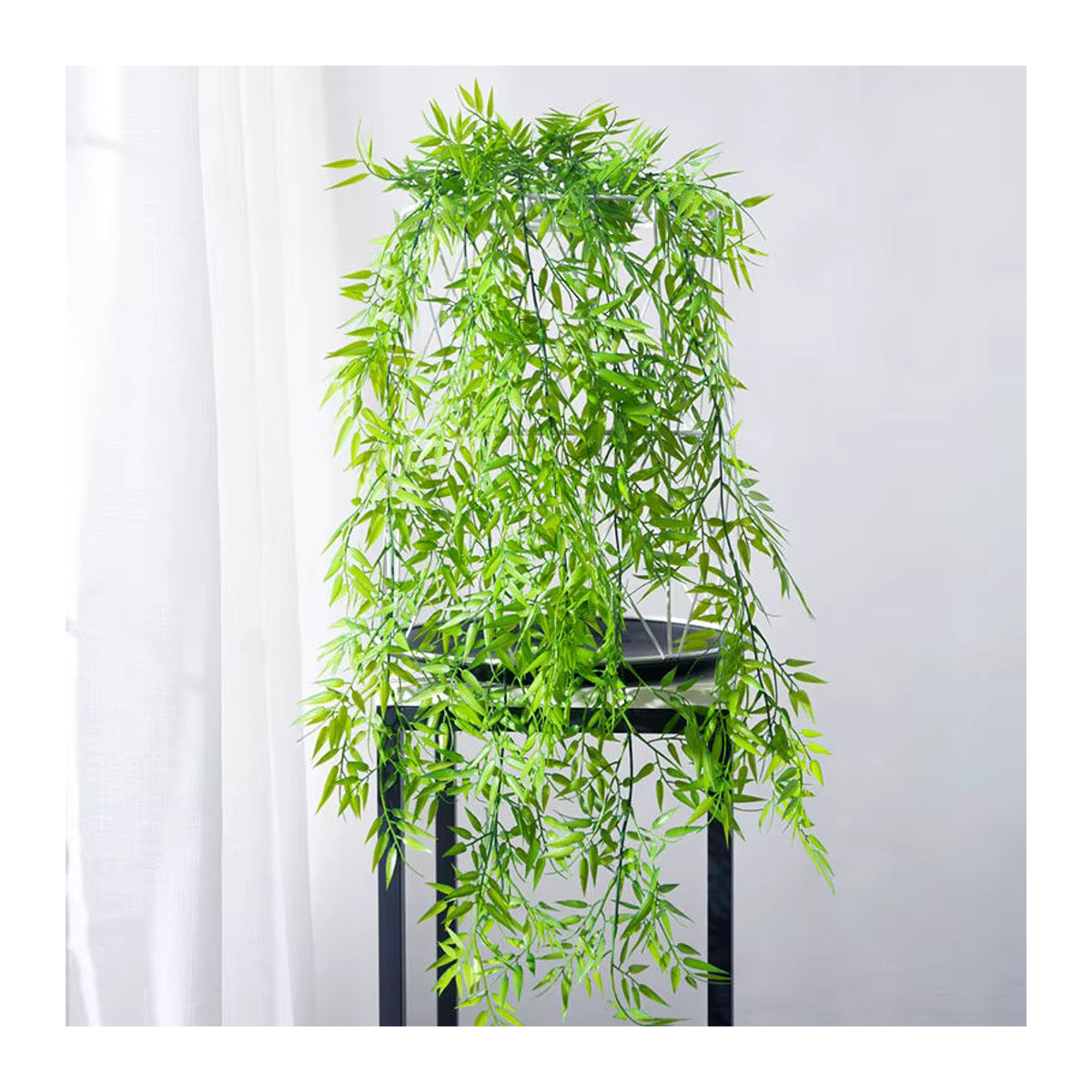 Kmitang Künstliche Hängepflanzen in Grün, Tropische Bambusblätter und Ranken aus Kunststoff zur Wanddekoration, Länge: 80 cm - Bild 4
