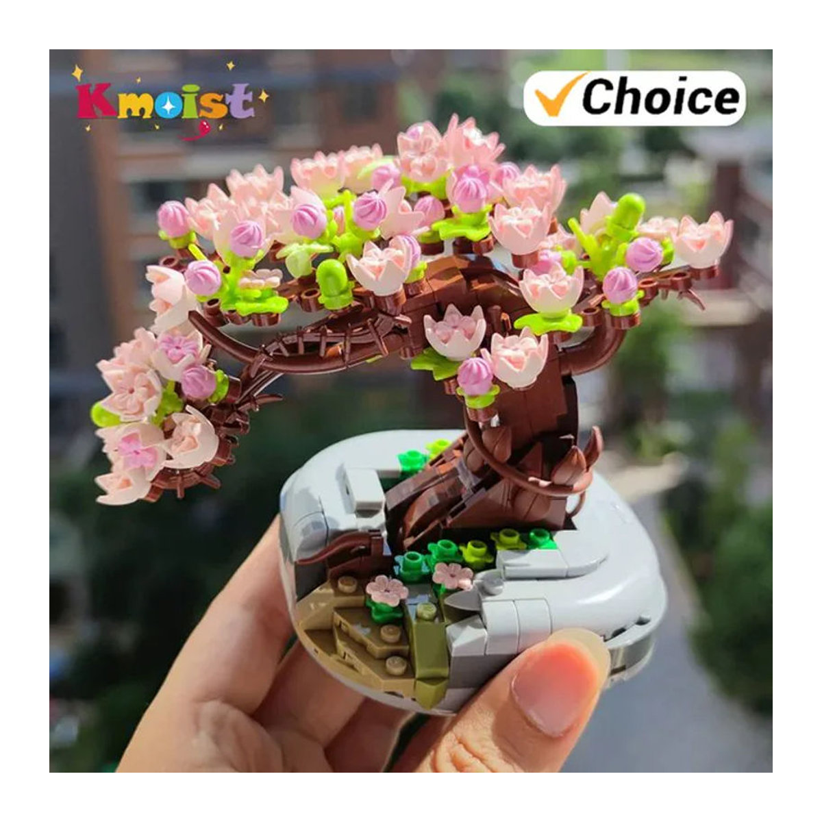 Kmoist Mini-Bausteine Kirsch-Bonsai-Sukkulenten Set mit 426 Teilen, mehrfarbig, florale Dekoration aus Kunststoff - Bild 1