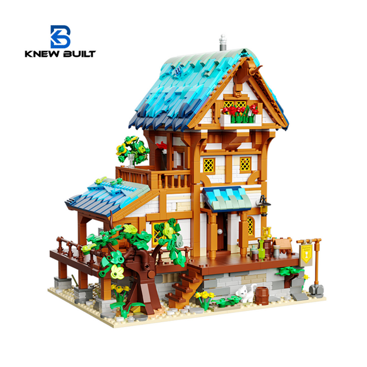 KNEW BUILT Mini-Blockbauspielzeug Mittelalterliche Architektur mit LED-Beleuchtung, Mehrfarbig, Rustikales Design aus Kunststoff - Bild 1