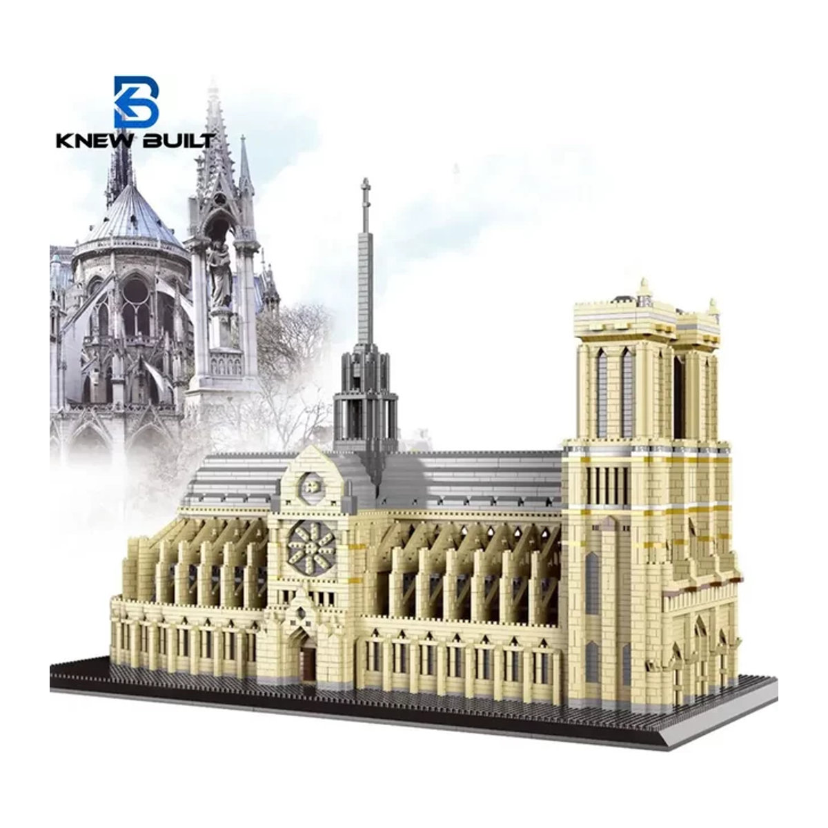 KNEW BUILT Notre Dame de Paris 3D-Modell Mikrobausteine Kathedrale in Beige - Bild 1