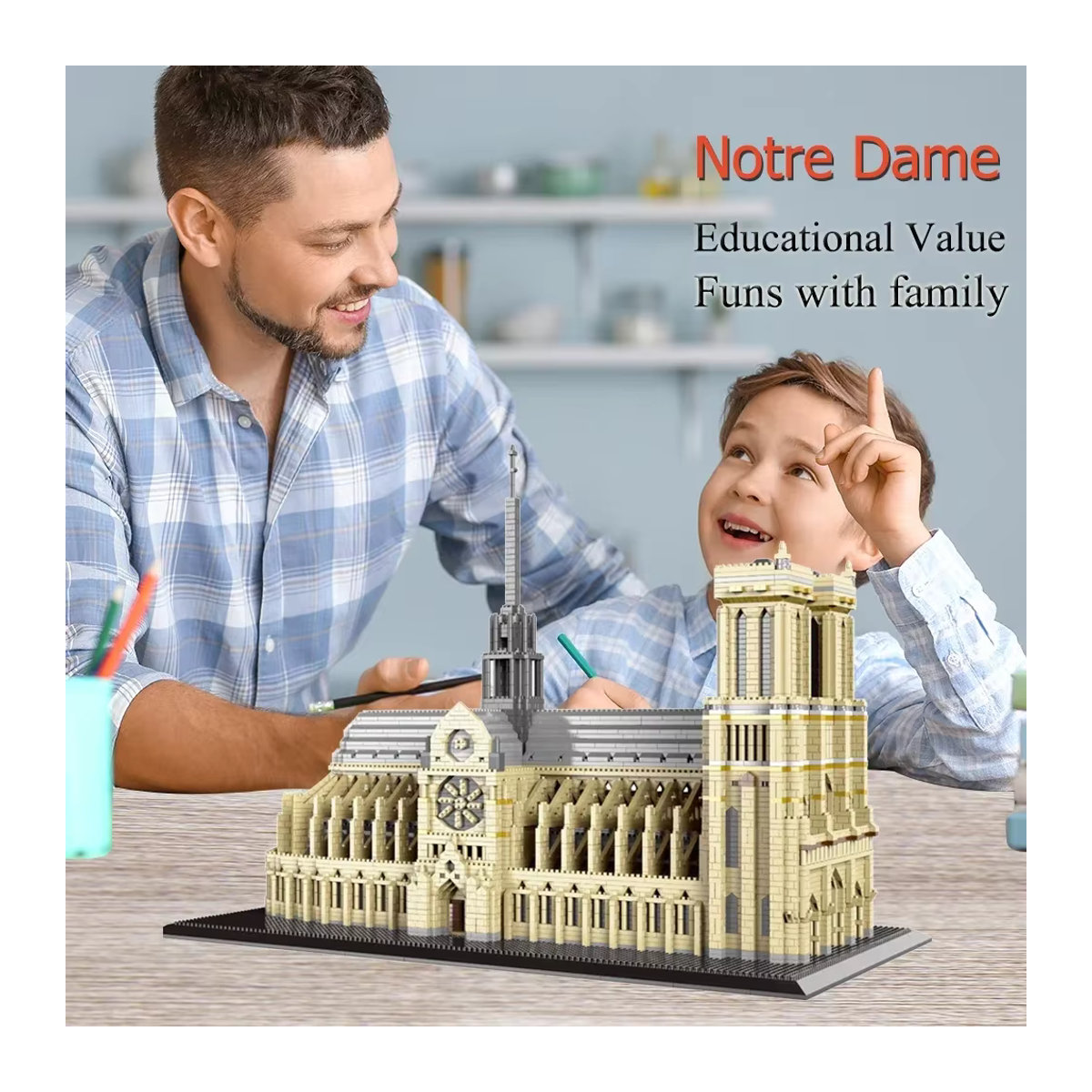 KNEW BUILT Notre Dame de Paris 3D-Modell Mikrobausteine Kathedrale in Beige - Bild 2