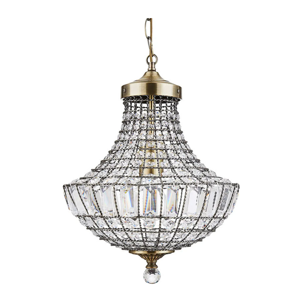Knightsbridge K5 Kristall Kronleuchter in Antique Brass aus Metall im klassischen Design - Bild 1