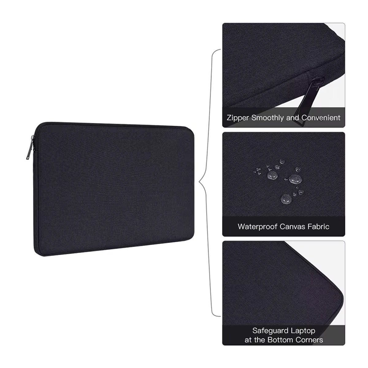 KOJESHUN Universelle Laptoptasche in Anthrazit und Schwarz, minimalistische wasserdichte Hülle für MacBook Air, Xiaomi, Lenovo, Dell und Asus, passend für 11 bis 15,6 Zoll - Bild 4
