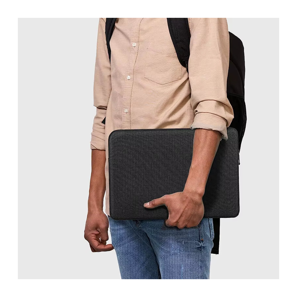 KOJESHUN Universelle Laptoptasche in Anthrazit und Schwarz, minimalistische wasserdichte Hülle für MacBook Air, Xiaomi, Lenovo, Dell und Asus, passend für 11 bis 15,6 Zoll - Bild 5