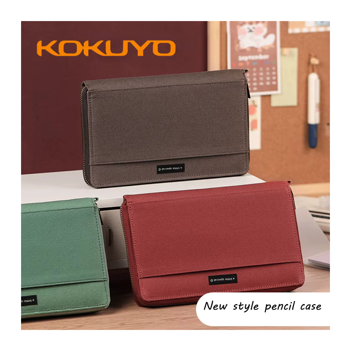 KOKUYO Reise-Etui für Stifte und Dokumente, minimalistisches Design, Braun/Bunt - Bild 1