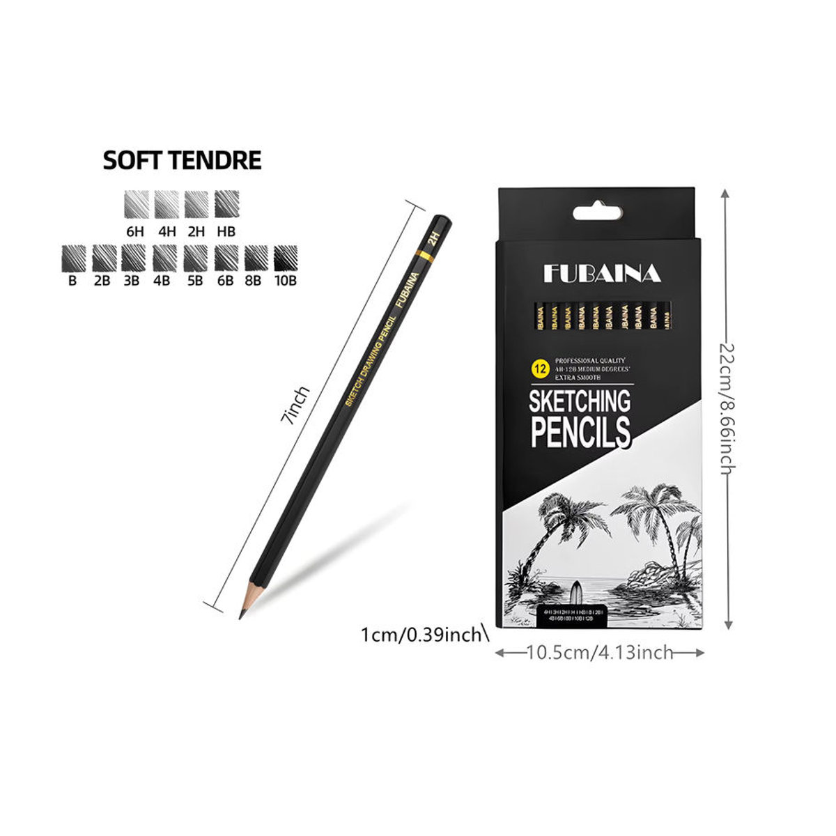 Kolorowys Graphit Bleistift Set in Schwarz, 12 Stück mit verschiedenen Härtegraden für Zeichnungen und Schattierungen, ideal für Anfänger - Bild 4