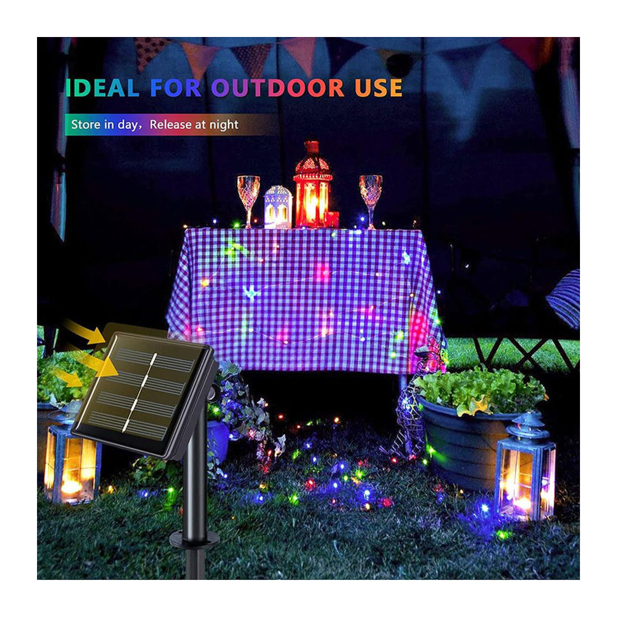 Kongdii Solar LED Lichterkette Wasserdicht Bunte Outdoor Girlande für Garten Terrasse und Party 32m mit 300 LEDs - Bild 2