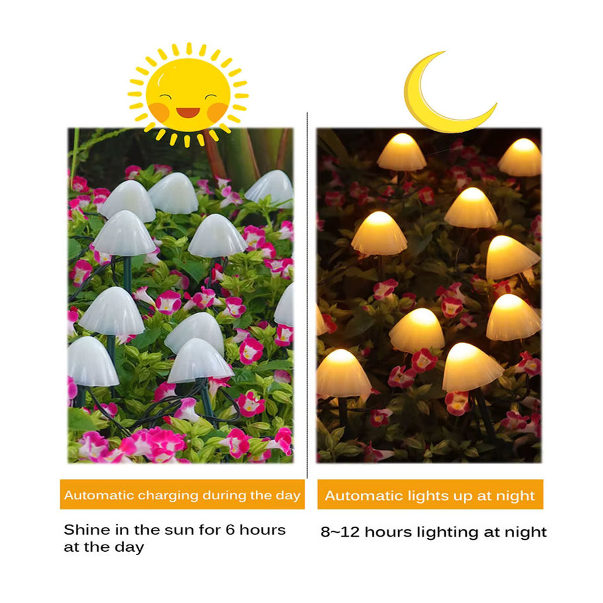 Kongdii Solar LED Wegeleuchte Pilz Lampen Schwarz für Garten und Terrasse - Bild 4