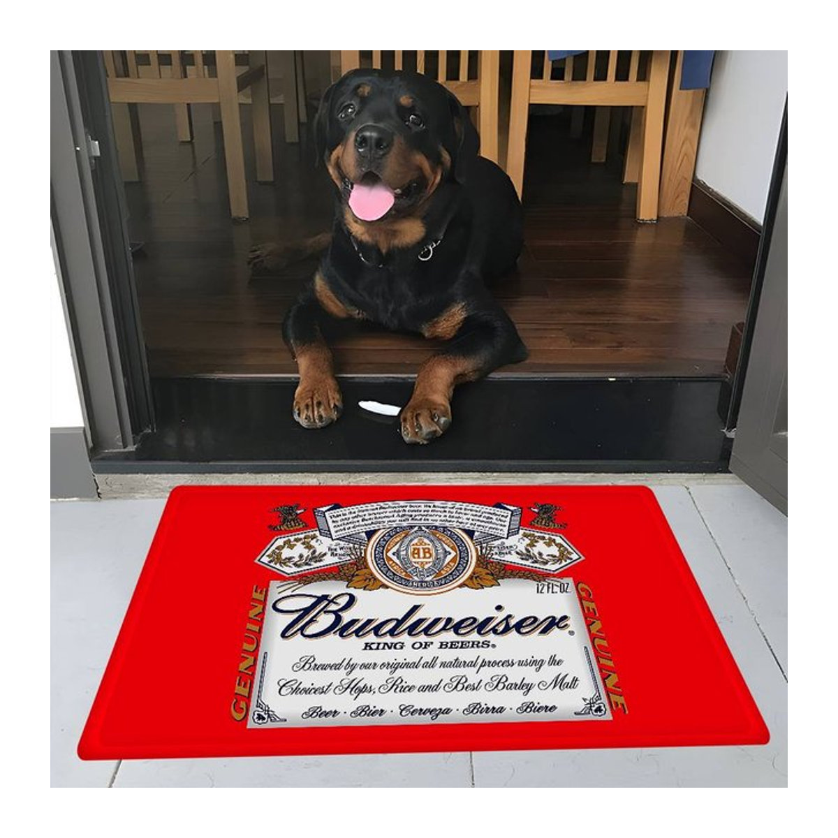 König des Biers Budweiser Fußmatte rutschfest und weich für Schlafzimmer oder Haus, B/T: 80 x 50 cm, multicolor - Bild 1
